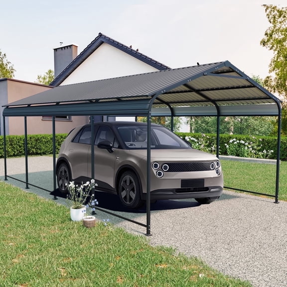CarButler 12x21ft Metal Heavy Duty Carport Outdoor Canopy Large Garage with Galvanized Steel Roof and Frame for Driveway Car,Truck