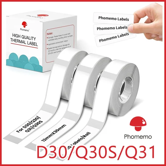 12X30Mm 210Pcs/Roll Label Maker Tape Sticker Thermal Paper Self-Adhesive For D30