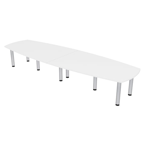 12X4 Arc Boat Conference Room Table with Power Modules And Post Legs