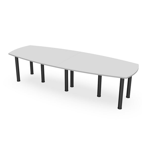 10 Person Arc Boat Conference Room Table with Power Modules Post Legs