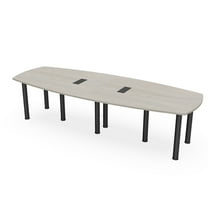 12X4 Arc Boat Conference Room Table with Power Modules And Post Legs