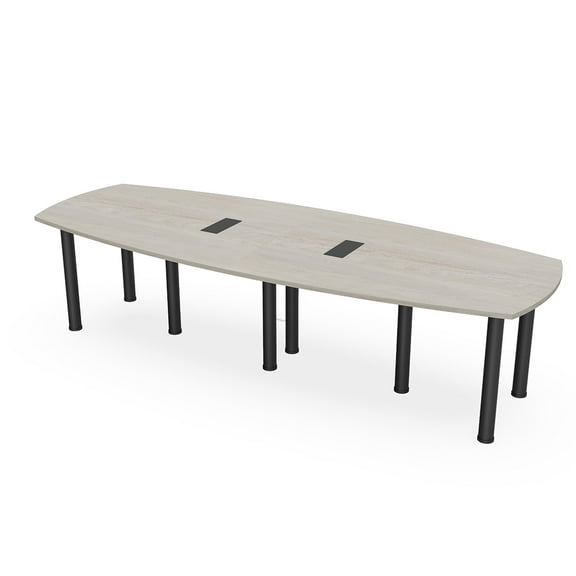12X4 Arc Boat Conference Room Table with Power Modules And Post Legs