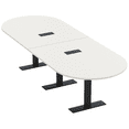 thumbnail image 1 of 12X4 Modular Racetrack Conference Table With Metal Bases And Electric, 1 of 7