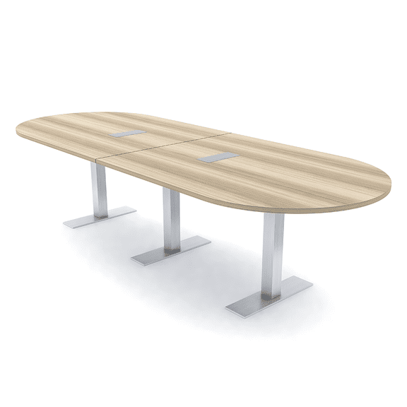 12X4 Modular Racetrack Conference Table With Metal Bases And Electric