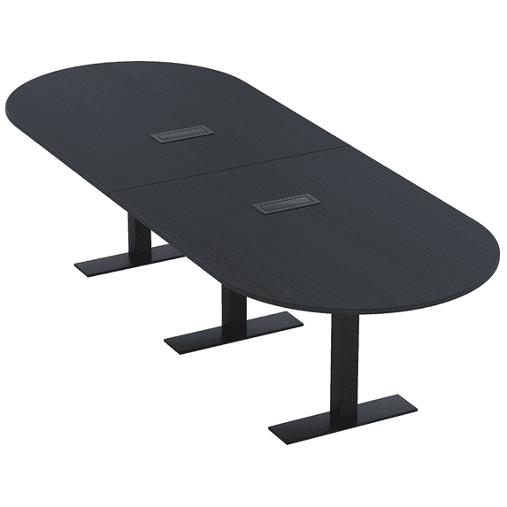 12X4 Modular Racetrack Conference Table With Metal Bases And Electric