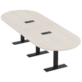 thumbnail image 1 of 12X4 Modular Racetrack Conference Table With Metal Bases And Electric, 1 of 7