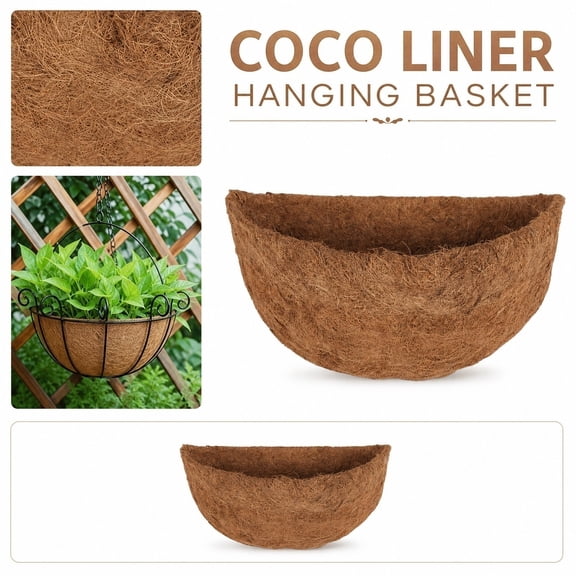 12X6 Inch Semi-Circular Plant Pot Pad, Coconut Coir Window Box Liner, Indoor Planter Liner, Outdoor Planter Insert, Made of 100% Raw Coco Coir, Works As Functional Garden Liner,