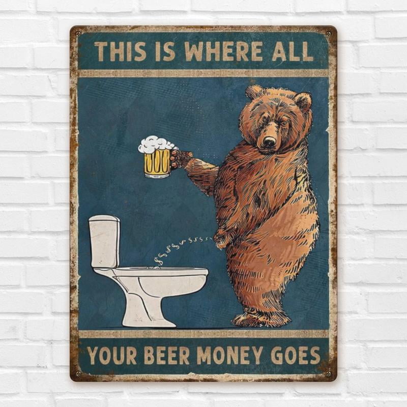 12X8inch [Humorous Beer Sign] Humorous Beer Bear Aluminum Sign | 8x12 ...