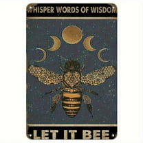 12X8inch Vintage Bee Metal Wall Art - "Let It Be" Humorous Honey Bee Lover Decor, Rustic Iron Sign with Moon and Stars, Ideal for Home, Kitchen, Party, Cafe, Farmhouse, Bee Decor