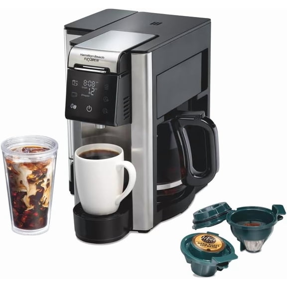 12c FlexBrew 5-in-1 Drip Coffee Maker Single Serve and Carafe Brewer Compatible with Ground Coffee and KCups Programmable Auto Shut-Off Adjustable Strength 1200W