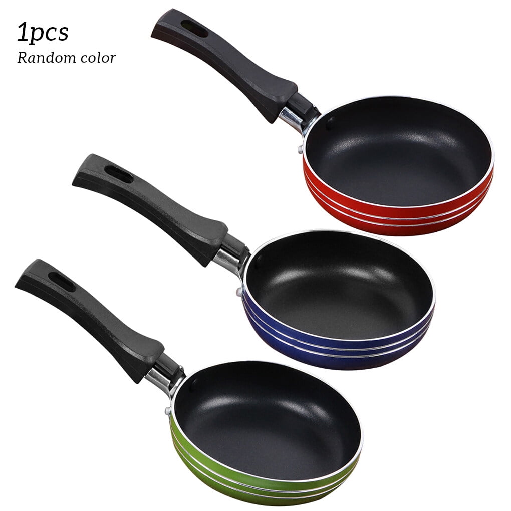 12cm 4.72inch Frying Pan Mini Thick Non stick Flat Pan Stainless Steel Pancake Fryer Kitchen Cookware Random Color