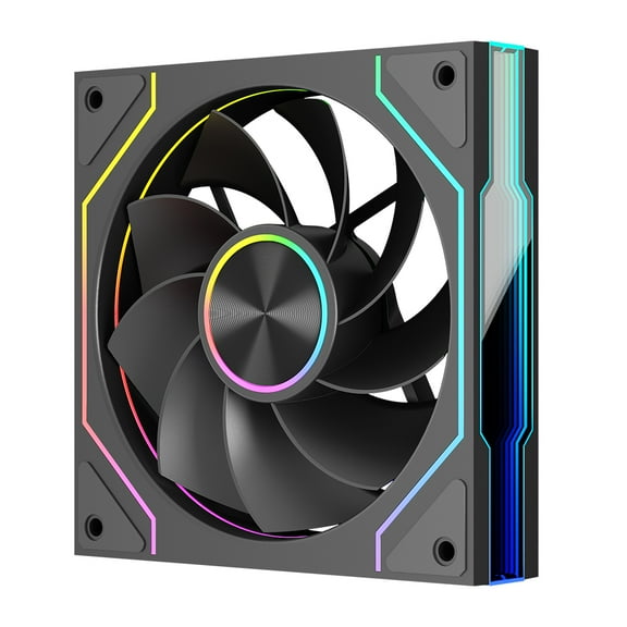 12cm Computer Chassis Fan Argb 4 Pin Pwm Quiet Cooling Fan (Black Negative)