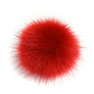  6pcs DIY Knitting Hats Accessories-Faux Fake Fur Pom Pom Ball  with Press Button (Red)