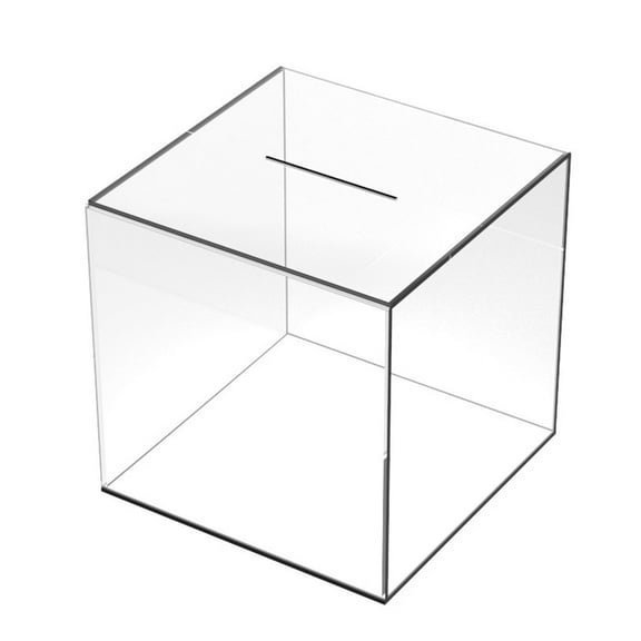 12cm Piggy Bank Acrylic Clear Dustproof Cube Money Boxes Storage Money Saving Box