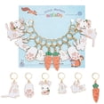 thumbnail image 1 of 12cs 6 Style Carrot Rabbit Cat Paw Locking Stitch Markers Alloy Enamel Charm Stitch Marker with 304 Stainless Steel Hoop Golden, 1 of 7