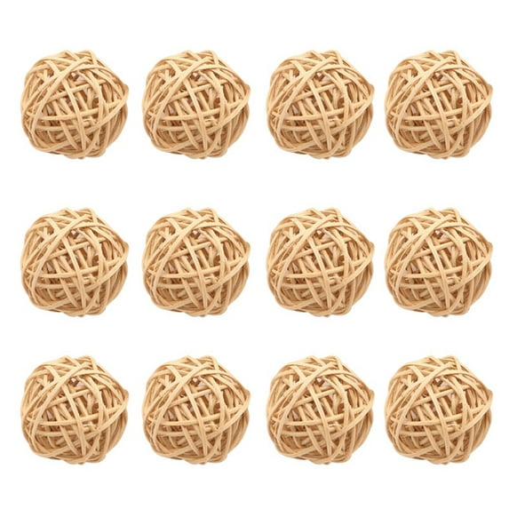 12cs Wicker Rattan Balls Decorative Ball Orbs Table Decor, Wedding Party Decoration, Decorative Balls for Centerpiece Bowls,2"