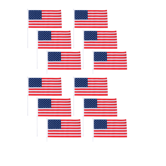 `12ct 4 Pack Handheld Mini American Flags Parade Labor Day Veterans Day Holiday Celebration 4th of July Independence Day