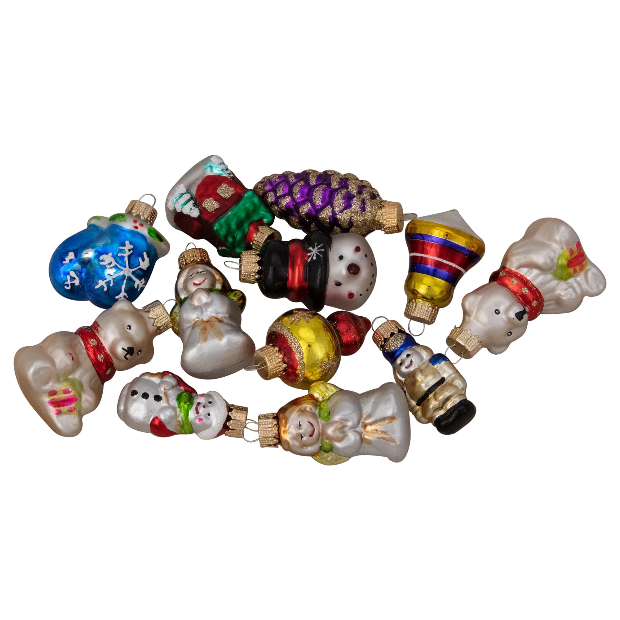 12ct Assorted Iconic Winter and Christmas Figurine Ornament Set 2-3