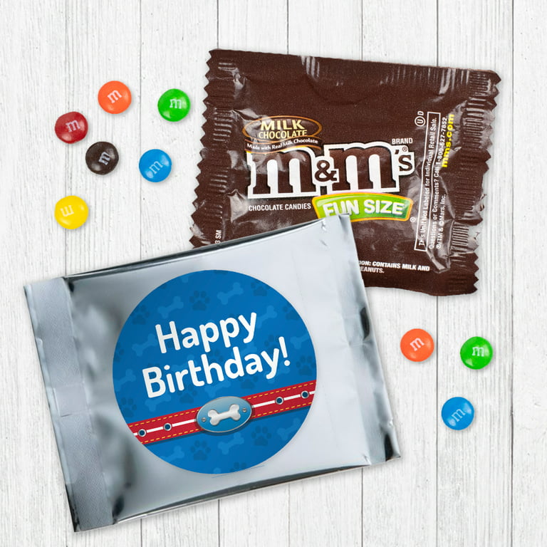 12ct Kid's Birthday Party Favors Paw Command Themed M&M's Milk Chocolate  Fun Size Candy Bags, Blue Foil - Full Assembled, 3x4 in bag (12 Pack)