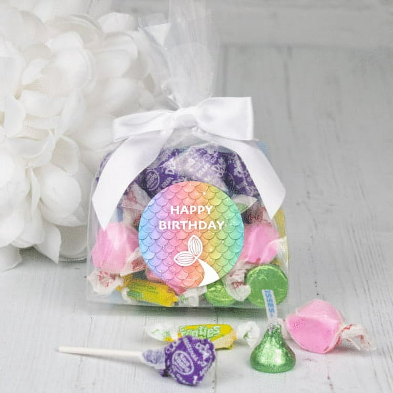 12ct Mermaid Birthday Party Goodie Bags for Kids Candy Filled Favors (12  Pack) - Rainbow