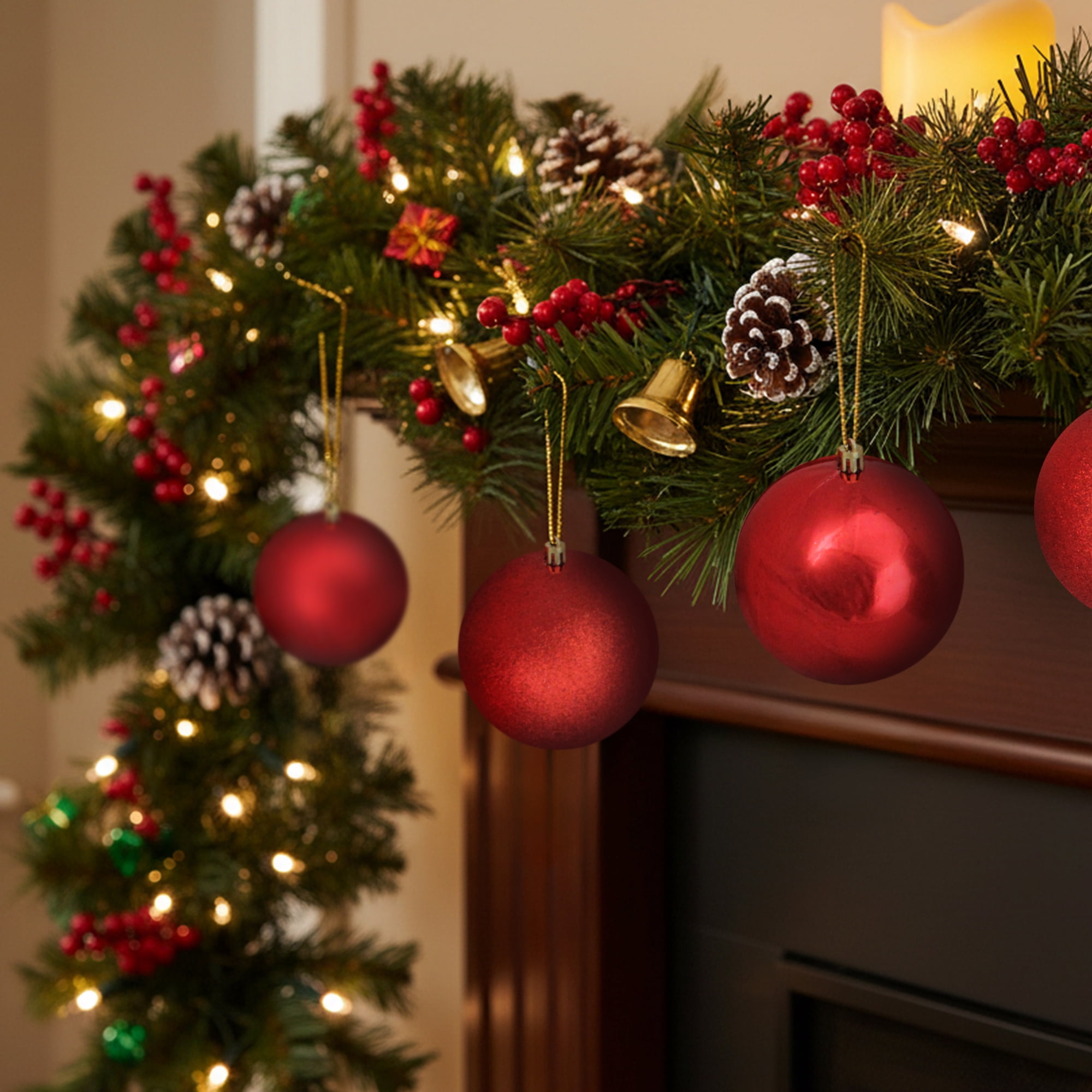 Northlight 12ct Shatterproof 4-Finish Christmas Ball Ornament Set 4" - Red