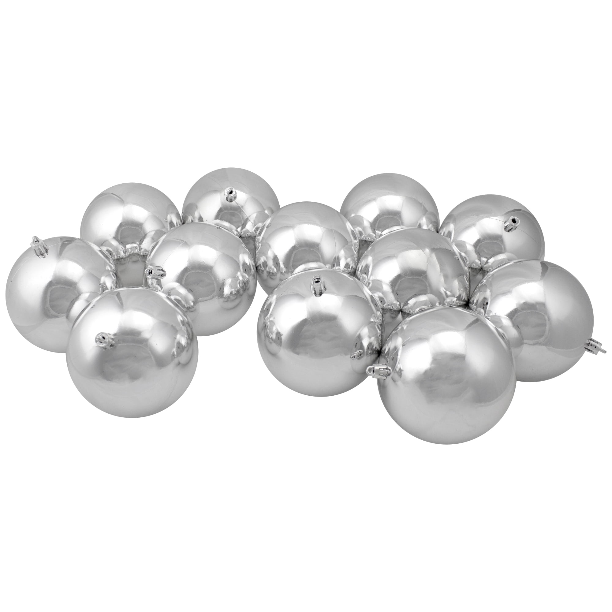 12ct Shiny Silver Splendor Shatterproof Christmas Ball Ornaments 4" (100mm)