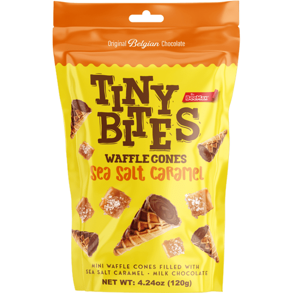 12ct Tiny Bites Milk Chocolate & SEA SALT CARAMEL Flavored Cream Filled Mini Waffle Cones 4.24 oz
