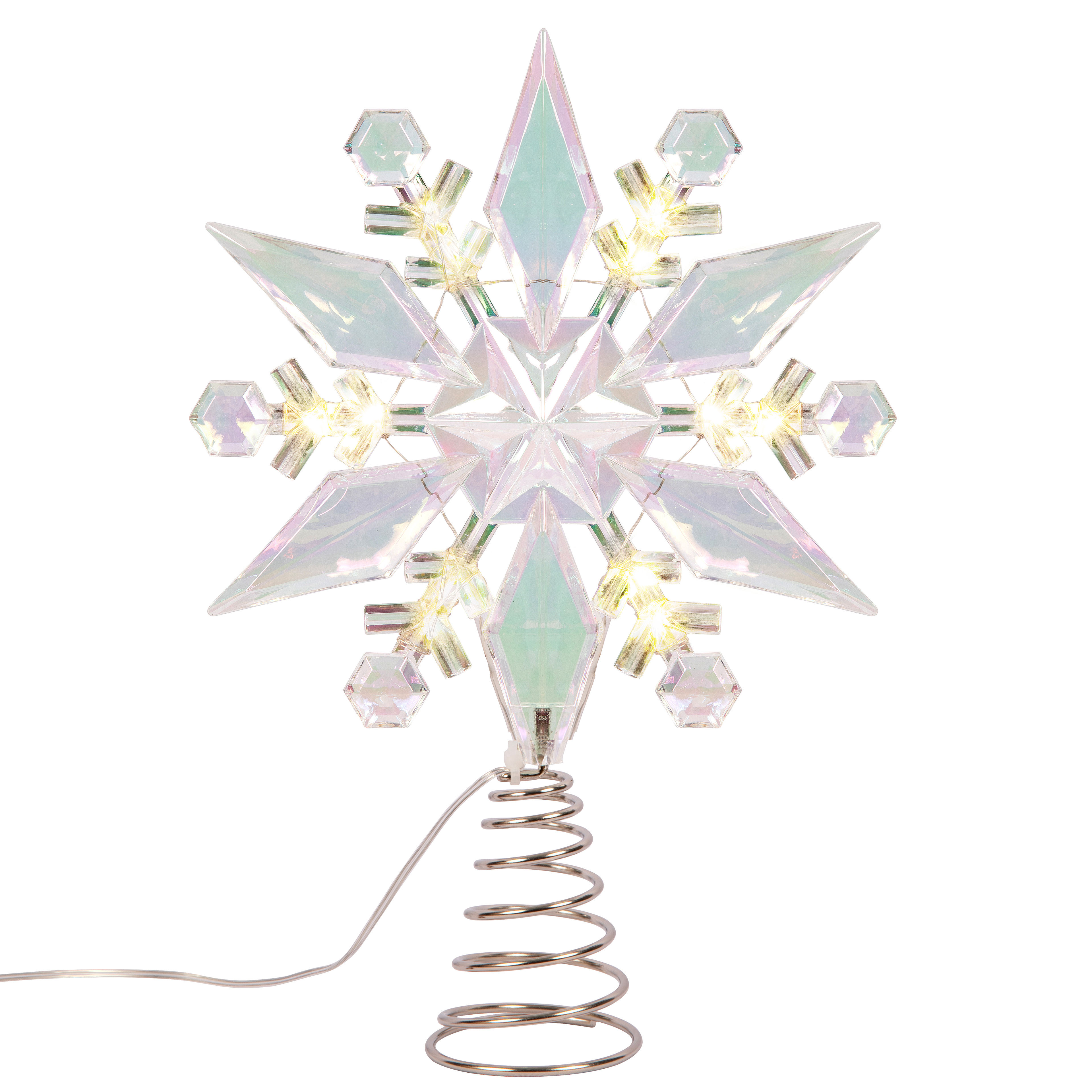 12ct. Warm White LED Iridescent Snowflake Tree Topper by Ashland - Christmas Tree Topper