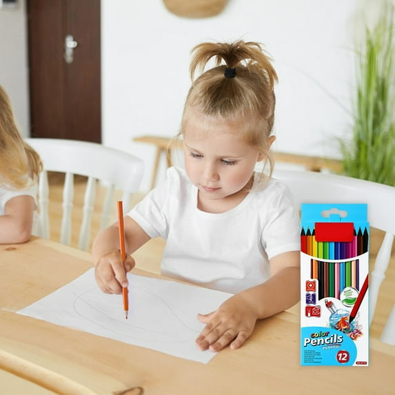 12ct Woodless Colored Pencils Set - Break-Resistant Plastic Core Art Supplies | Eco-Friendly Drawing Pencils | Vibrant Blending Colors