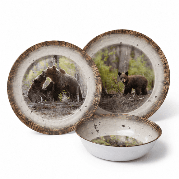12dinnerware Set For 4 - Bear Dinner Plates