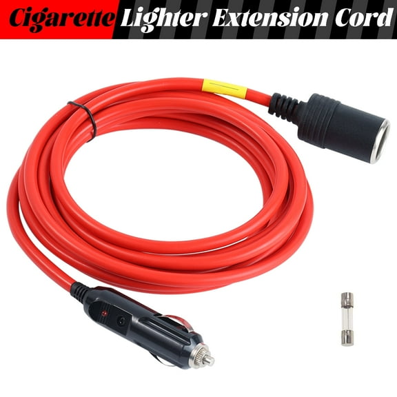 12ft 12V Cigarette Lighter Extension Cord Cable DC Power Heavy Duty Socket Plug