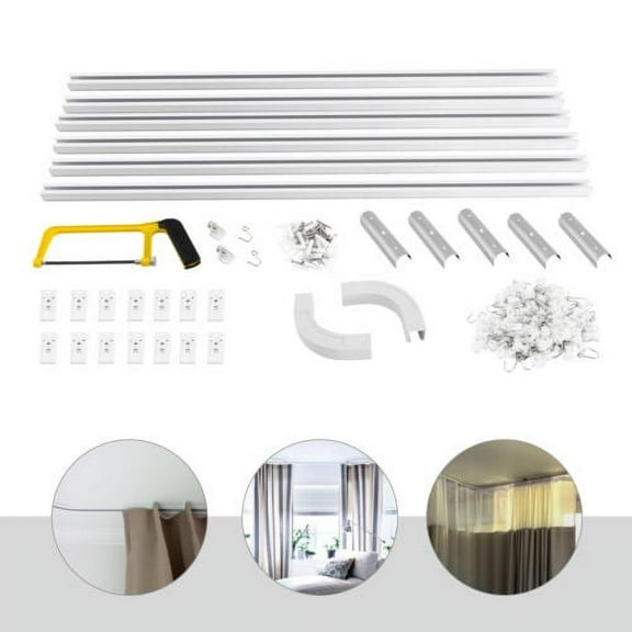 12ft-18ft Ceiling Curtain Track Rail Set Ceiling Mount Room Divider Heavy Duty