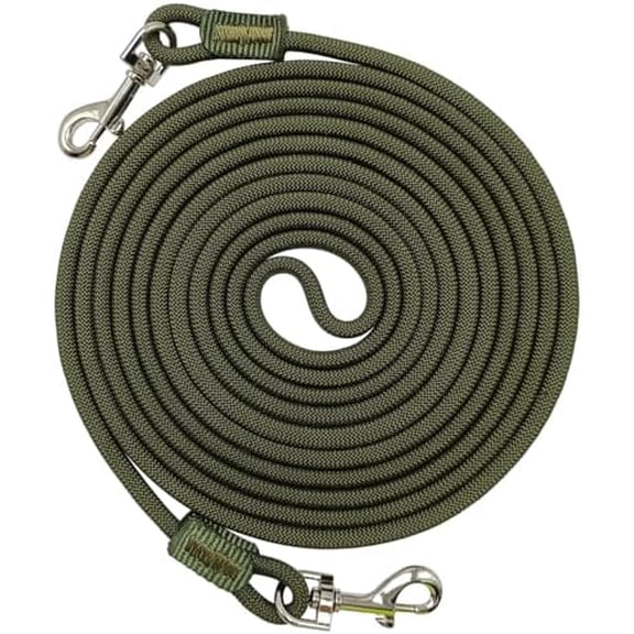 12ft/ 20ft/ 30ft Tie Out Rope for Small Dogs Up to 35 Pounds, Long Cat Leash for Yard, Lightweight Tether Escape Proof Training Walking Outdoor Lead for Puppy Pets, Small Animals Army green,20ft