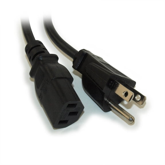 12ft Computer Power Cord (NEMA 5-15P to C13 Plug), 18AWG, Black
