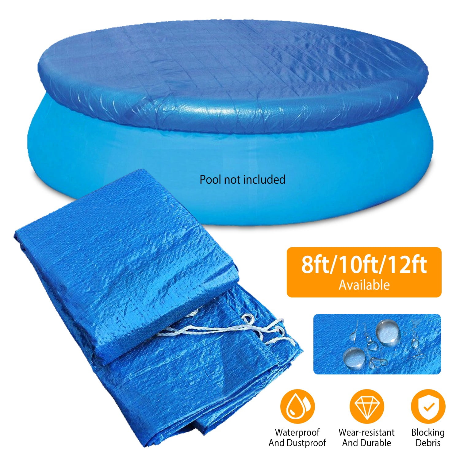 12ft Dustproof Pool Cover Protector, Padded Cover for Round Frame Pool