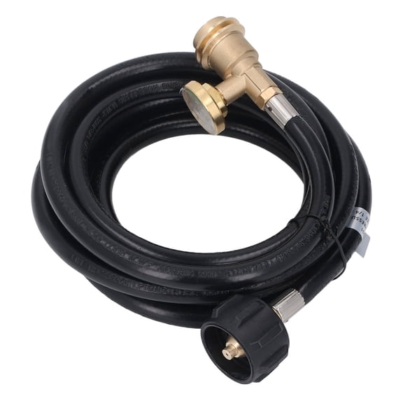 12ft Fuel Gas Extension Hose with Leakage Detector and Pressure Gauge Dual Scale 144 in / 365.8 cm Propane Extension Line Assembly Replacement for BBQ Grill Tank Heater and Portable Appliances