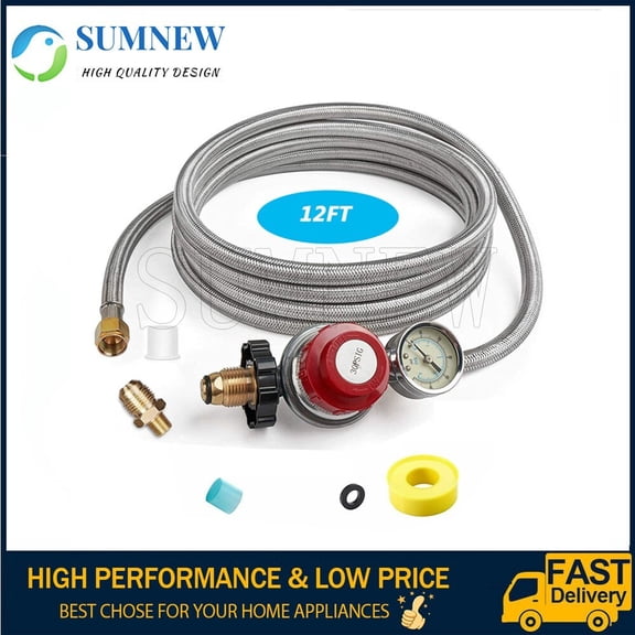 12ft High Pressure Adjustable Propane Gas Regulator Hose Indicator, Stainless