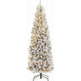 thumbnail image 1 of Garvee 12ft Pencil Artificial Christmas Tree with LED Lights, Mixed PVC Flocked, Slim Prelit Tree, Easy Assembly, Indoor Outdoor Holiday Decoration, 1 of 8