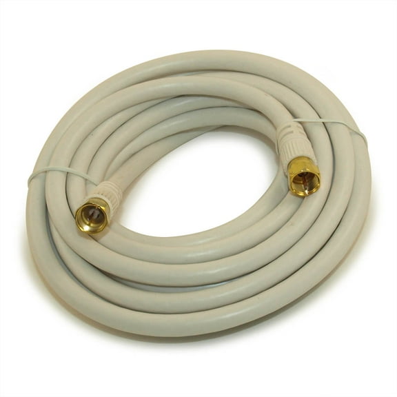 12ft RG6 QUAD SHIELD HI-BANDWIDTH Coax Cable F-type Gold Plated WHITE