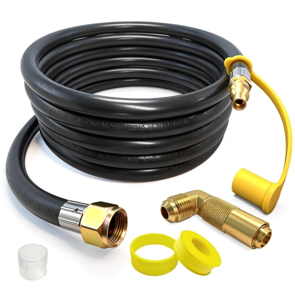 12ft RV Quick Connect Propane Hose, 1/4" Plug x 3/8" Female Flare, for Grills and Fire Pits