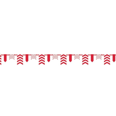 12ft Red Polka Dot and Chevron Paper Flag Banner