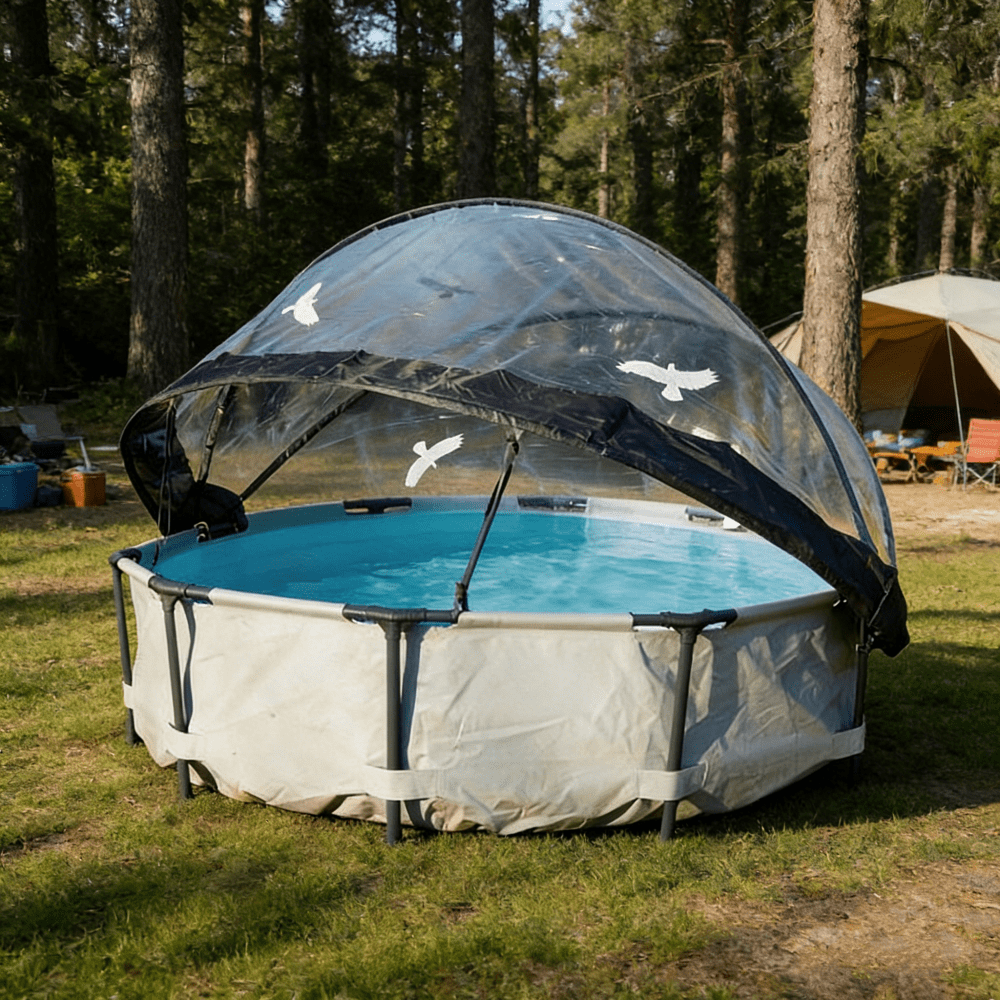 12ft Round Pool Dome Enclosure, All Weather Cover for Outdoor Pools, Compatible Warm Water Frame Pools