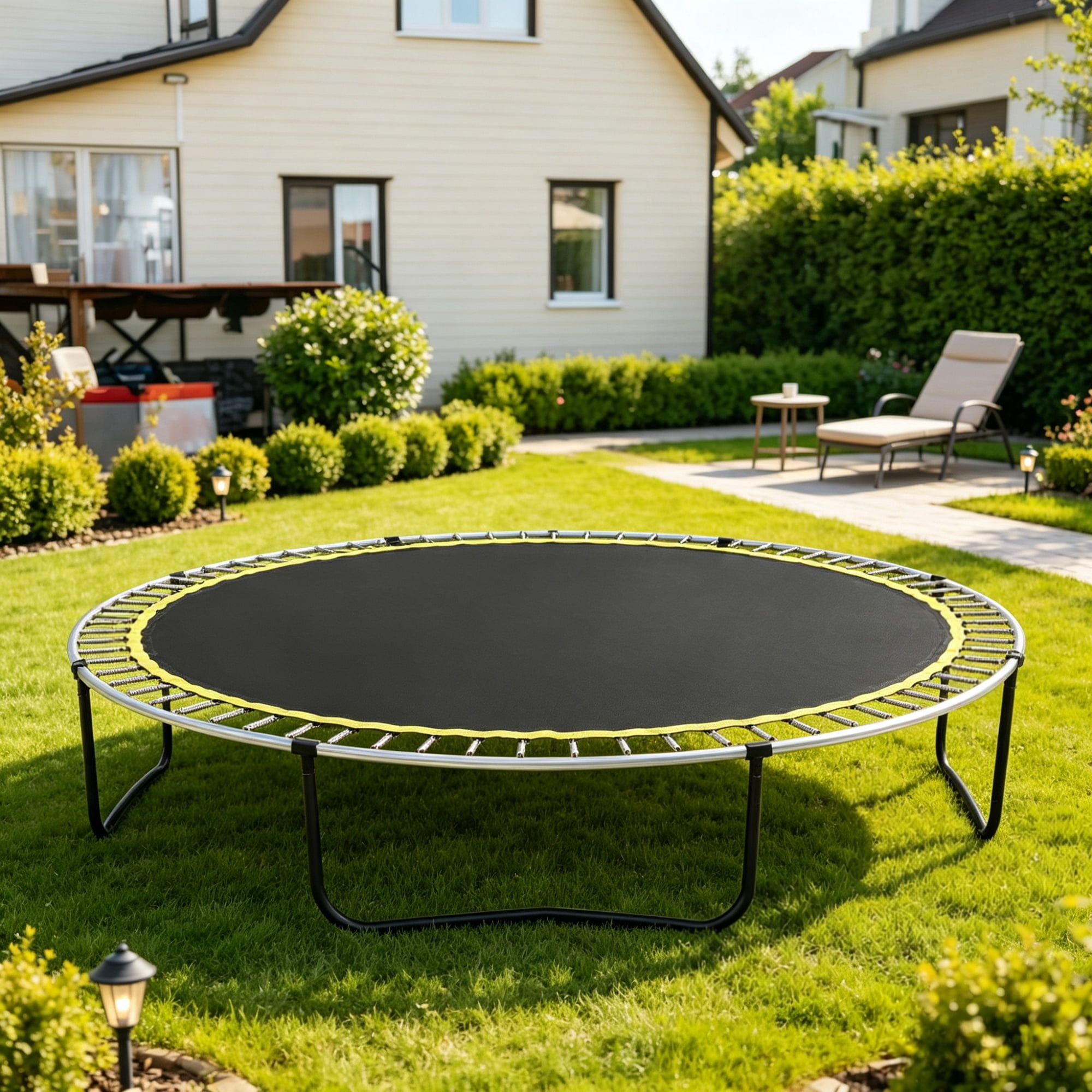12ft Round Replacement Trampoline Mat, UV-Resistant Jumping Pad with V-Rings & Spring Tool (Fits 5.5" Springs)（Only Trampoline Mat）