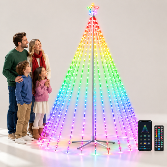 12ft Smart Outdoor Flag Polemas Tree Lights 488 Rgb Leds App