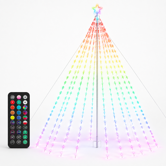 12ft Smart Outdoor Flag Polemas Tree Lights 488 Rgb Leds App