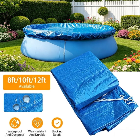 12ft Swimming Pool Protector Cover Dustproof Waterproof Paddling Pool Cover Blue