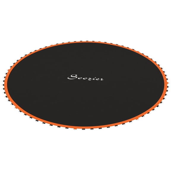 12ft Trampoline Replacement Mat for 72 V-Hooks 5.5 Springs, Orange Waterproof Polypropylene Jump Mat with 8 Rows Stitching & Spring Pull Tool, UV Resistant Trampoline Mat for Backyard