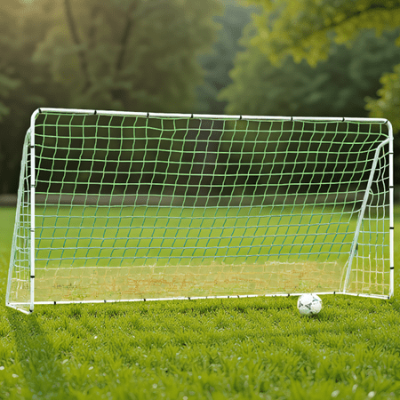 12ft x 6ft Steel Soccer Goal Set with Net, Powder Coated Tube Frame, Ground Stakes Included, White
