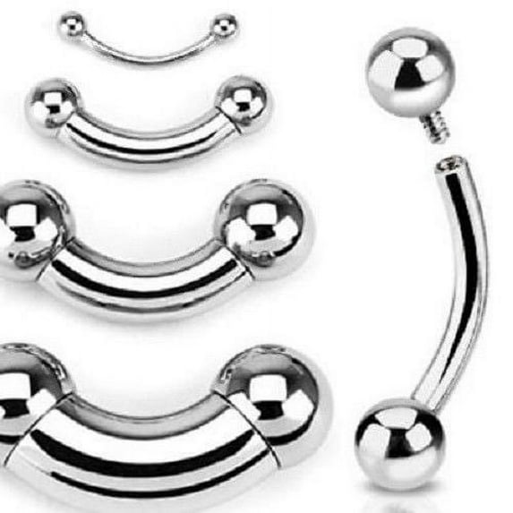 12g 10g 8g 6g 4g 2g 0g 00g Surgical Steel Internally Threaded Curved Barbell
