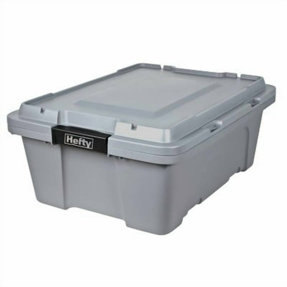 12gal Max Pro Storage Tote Gray: Plastic Utility Bin with Locking Handles & Latches, Universal Storage Solution